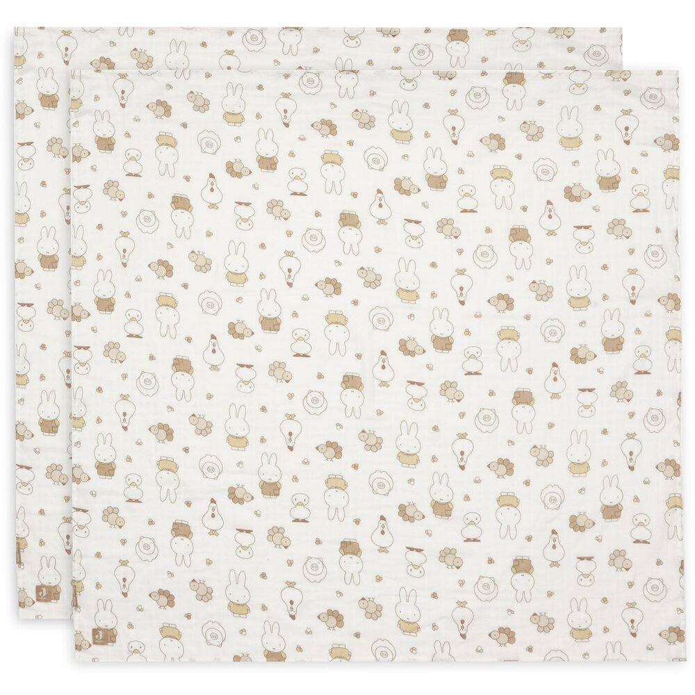 Hydrofiele Doek Large 115x115cm - 2 stuks Miffy Family Farm Hydrofiele Doek Large 115x115cm - 2 stuks Miffy Family Farm