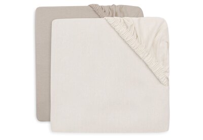 Hoeslaken Jersey Boxmatras 75x95cm - 2 Stuks Oatmeal