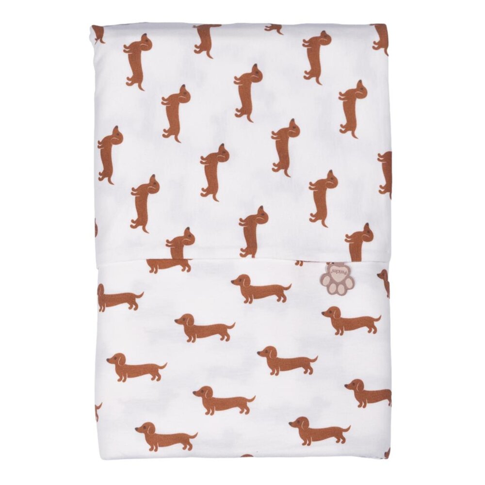 Donsovertrek bed teckel allover taupe