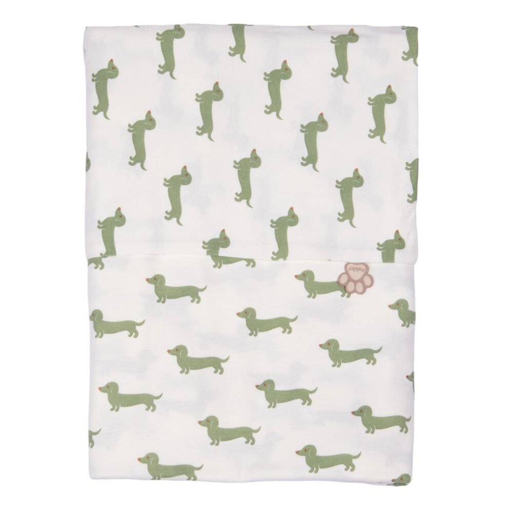 Donsovertrek bed teckel allover matcha