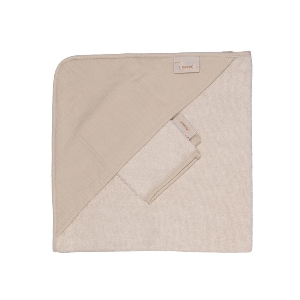 Badcape+washand teckel creme