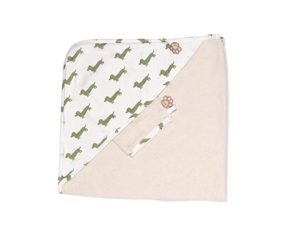 Badcape+washand teckel allover matcha Badcape+washand teckel allover matcha
