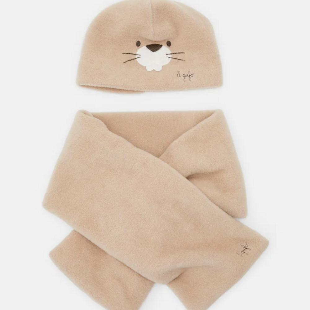 Muts & Sjaal met otter Beige