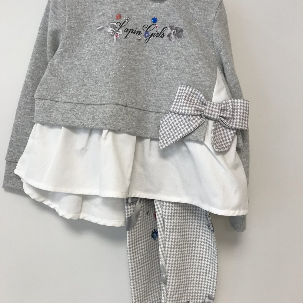 Sweater met blouse en legging ecru/grijs