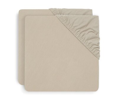 Hoeslaken Boxmatras Jersey 75x95cm - 2 Stuks Nougat