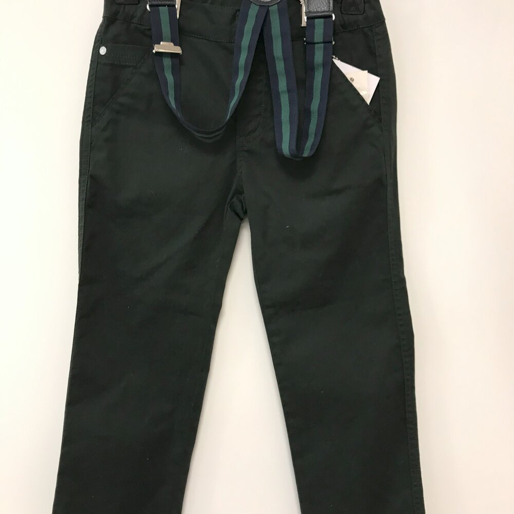 lange broek met bretellen donker groen