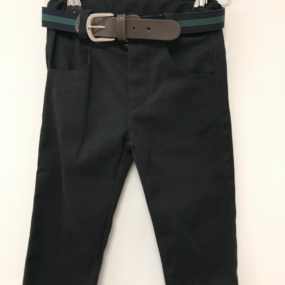 lange broek met broeksriem donker blauw