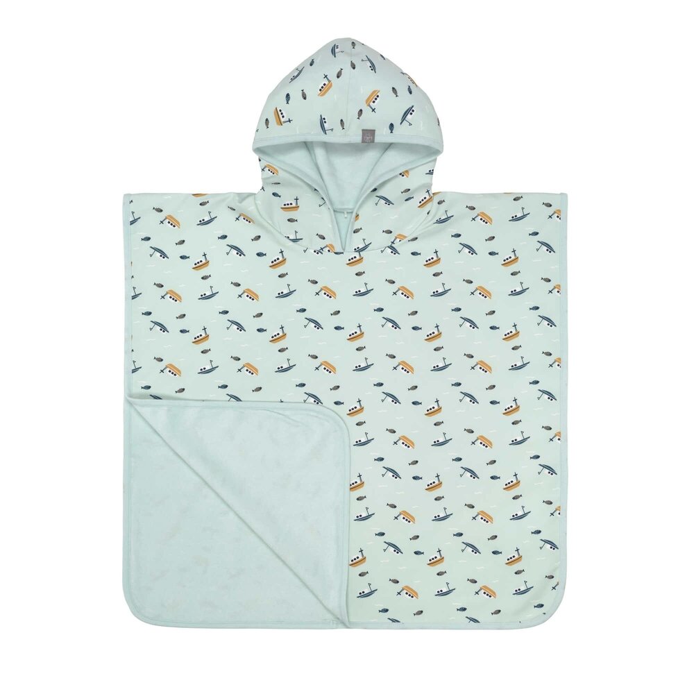 Splash & Fun - Beach Poncho Jongen Boat Mint munt groen