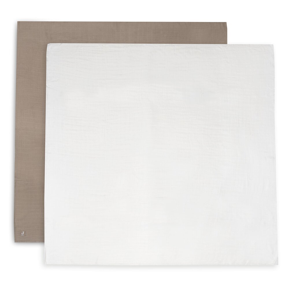 Hydrofiele Doek Large Bamboe Katoen 115x115cm - 2 Stuks Biscuit/Ivory