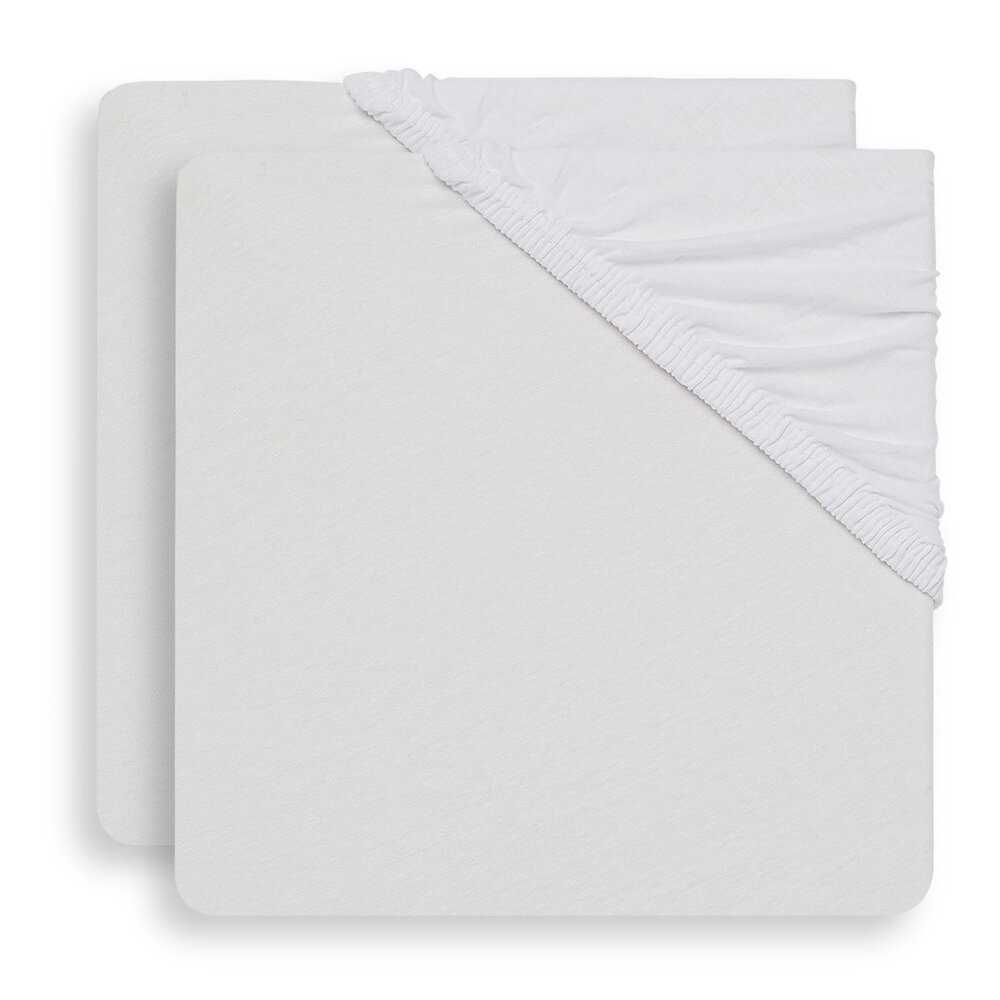 Hoeslaken Ledikant Jersey 60x120cm - 2 Stuks White