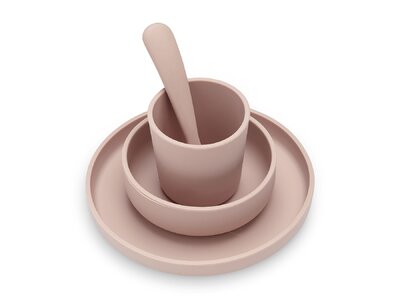 Kinderserviesset Silicone 4-delig Pale Pink