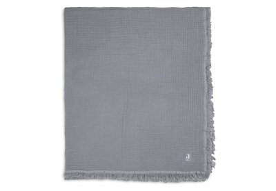 Deken Ledikant 120x120cm Muslin Fringe Strom Grey