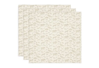Hydrofiele Doek Small 70x70cm Animals - 3 Stuks Nougat