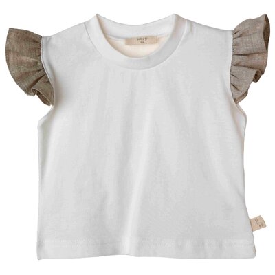 T-shirt met beige angel mouwtjes White