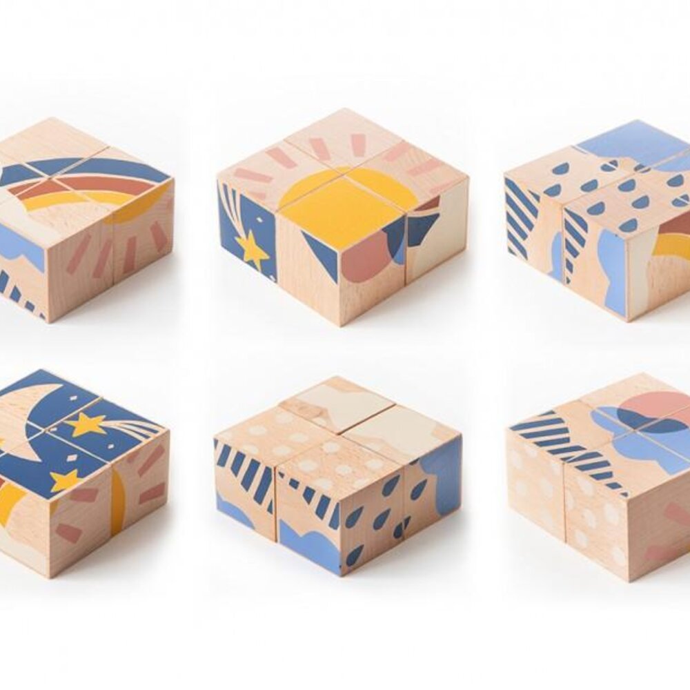 Weather wooden cubes